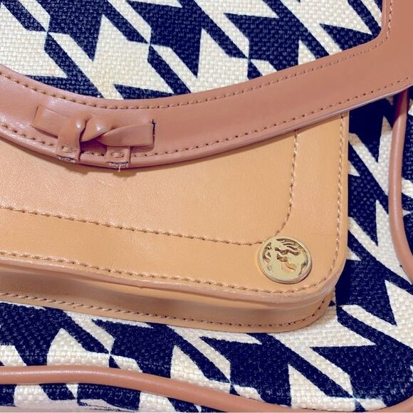 Spartina 449 Stoddard Crossbody Handbag Linen & Leather Snap Closure Gorgeous - Picture 4 of 10